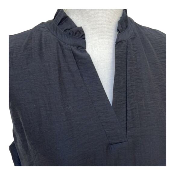 Chelsea28 Black Satin Ruffle Tiered Split‎ Neck Sleeveless Mini Dress NWT Size S - Picture 4 of 13